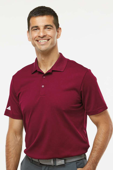 Adidas A430 Mens UV Protection Short Sleeve Polo Shirt Collegiate Burgundy Model Front