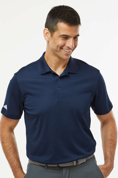 Adidas A430 Mens UV Protection Short Sleeve Polo Shirt Collegiate Navy Blue Model Front