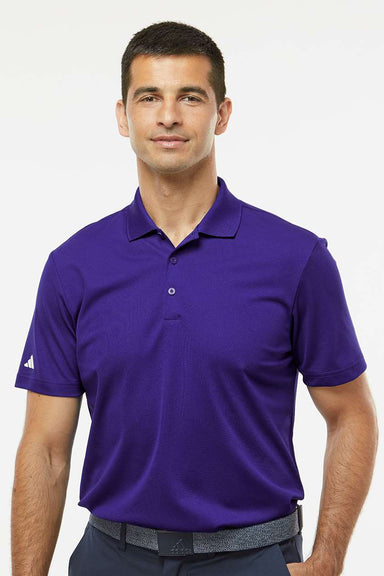 Adidas A430 Mens UV Protection Short Sleeve Polo Shirt Collegiate Purple Model Front