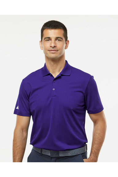 Adidas A430 Mens Basic Short Sleeve Polo Shirt Collegiate Purple Model Front
