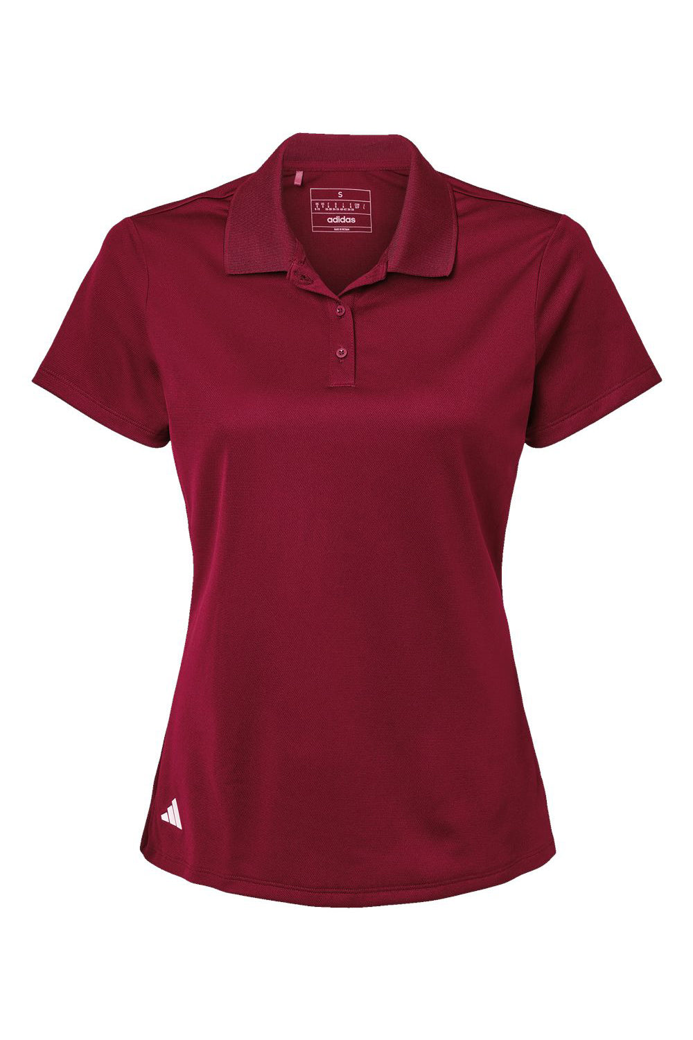 Adidas A431 Womens Basic Short Sleeve Polo Shirt Collegiate Burgundy Flat Front