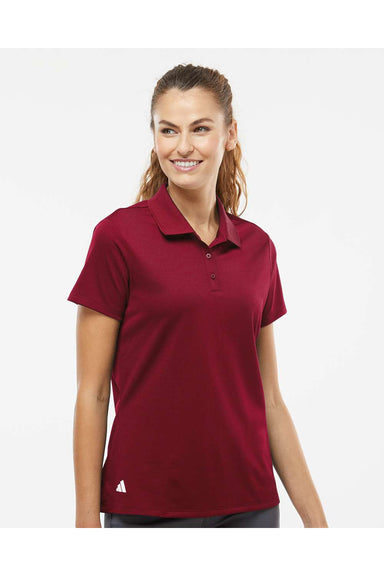 Adidas A431 Womens Basic Short Sleeve Polo Shirt Collegiate Burgundy Model Front