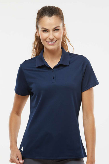 Adidas A431 Womens Basic Short Sleeve Polo Shirt Collegiate Navy Blue Model Front