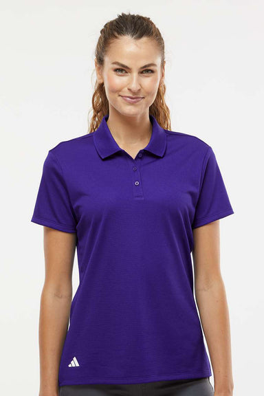 Adidas A431 Womens UV Protection Short Sleeve Polo Shirt Collegiate Purple Model Front