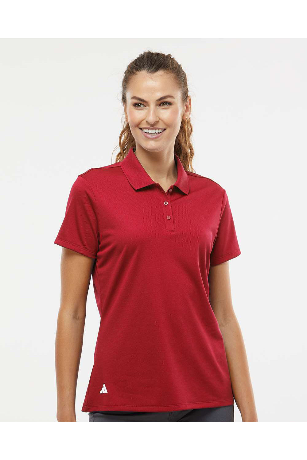 Adidas A431 Womens Basic Short Sleeve Polo Shirt Power Red Model Front