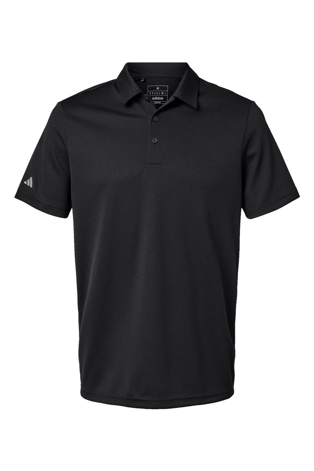 Adidas A580 Mens Micro Pique Short Sleeve Polo Shirt Black Flat Front