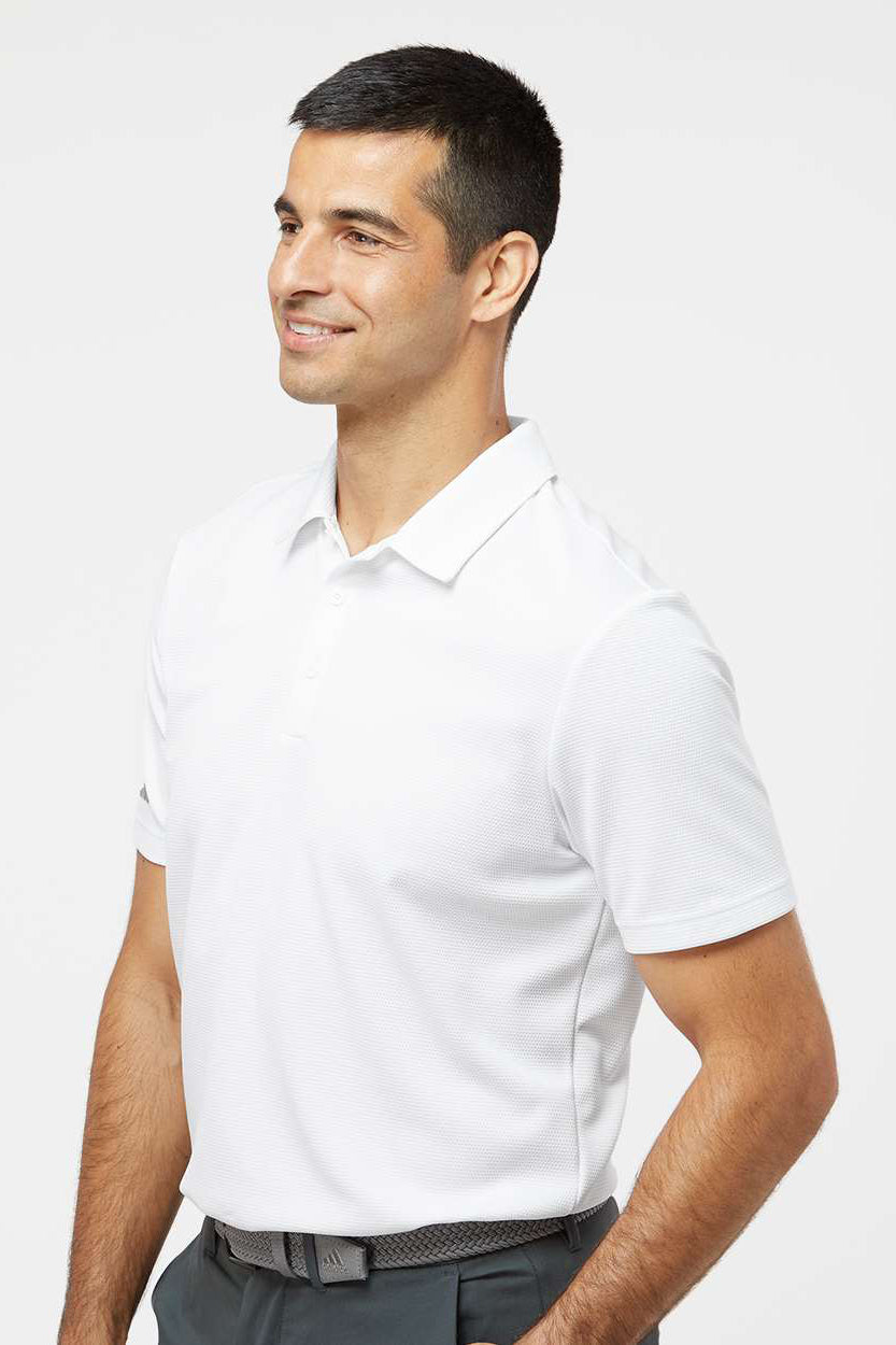 Adidas A580 Mens Micro Pique Short Sleeve Polo Shirt White Model Side