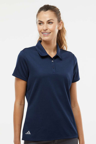 Adidas A581 Womens Micro Pique Short Sleeve Polo Shirt Collegiate Navy Blue Model Front