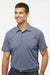 Adidas A582 Mens Heathered Short Sleeve Polo Shirt Collegiate Navy Blue Melange Model Front