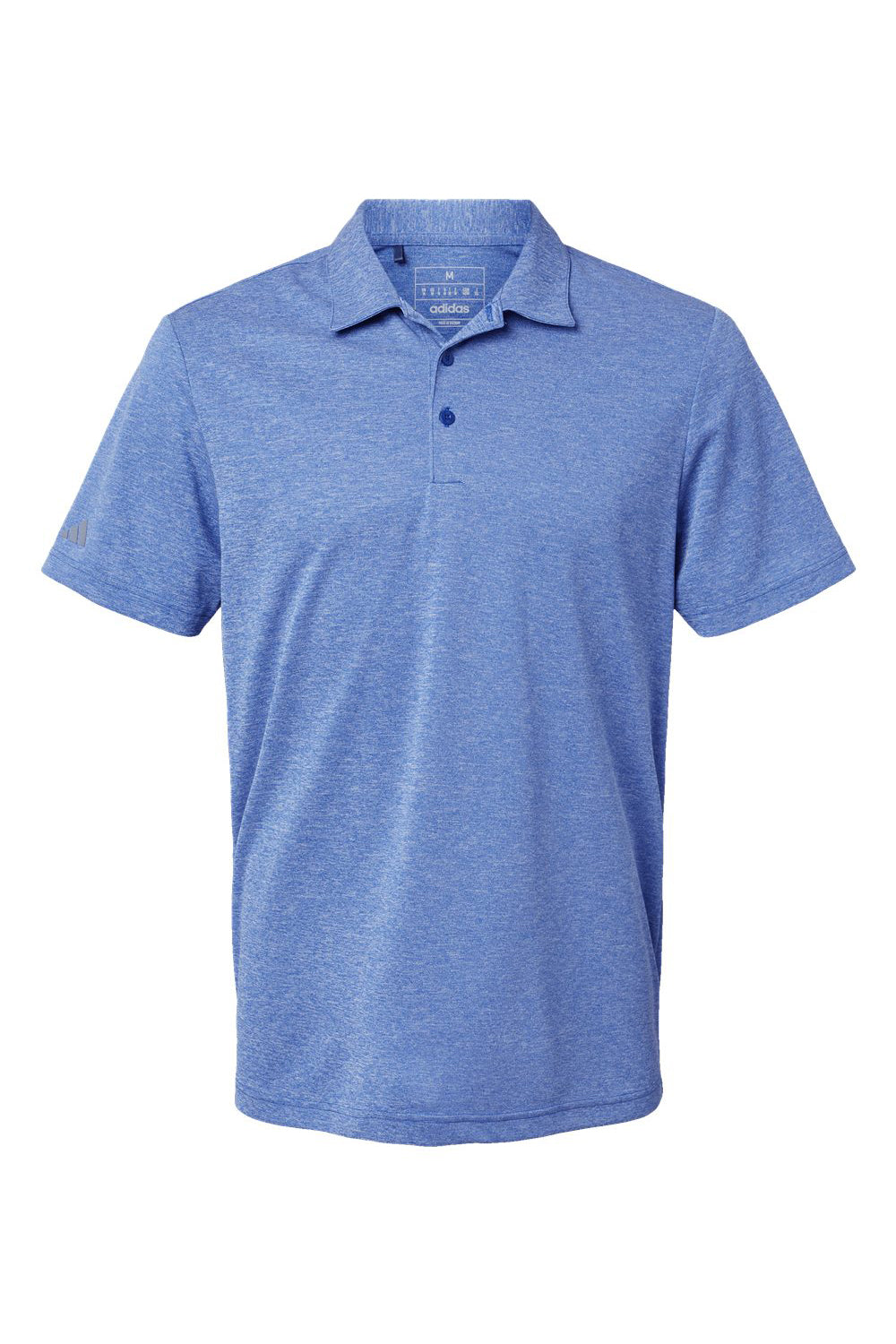 Adidas A582 Mens Heathered Short Sleeve Polo Shirt Collegiate Royal Blue Melange Flat Front