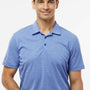 Adidas Mens Heathered Short Sleeve Polo Shirt - Collegiate Royal Blue Melange - NEW