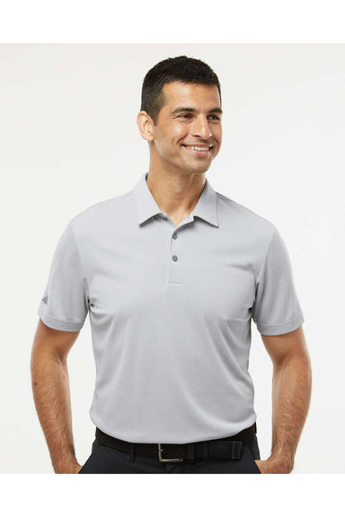 Adidas A582 Mens Heathered Short Sleeve Polo Shirt Grey Melange Model Front