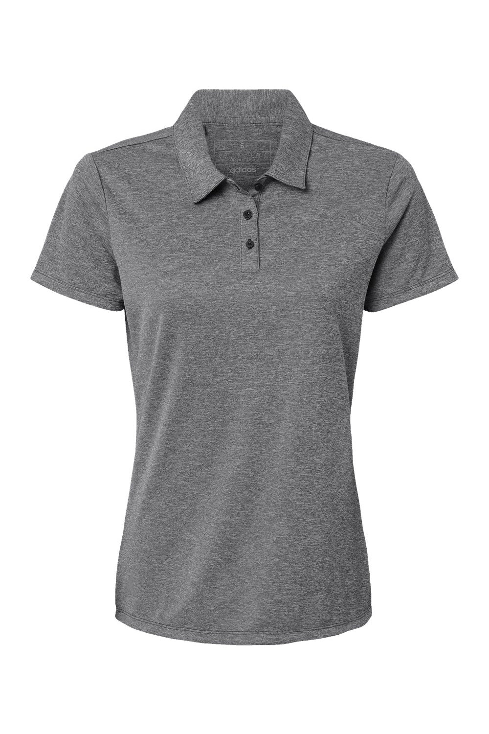 Adidas A583 Womens Heathered Short Sleeve Polo Shirt Black Melange Flat Front