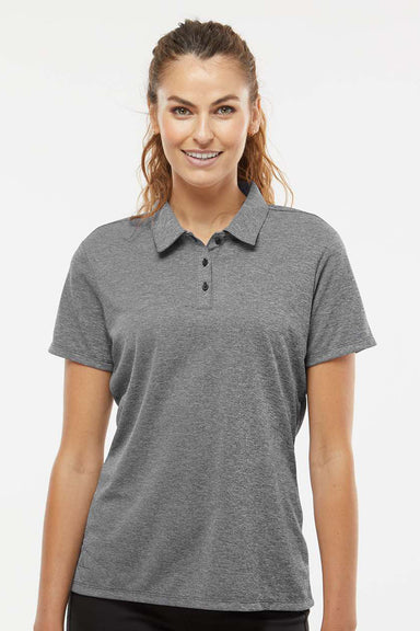 Adidas A583 Womens Heathered Short Sleeve Polo Shirt Black Melange Model Front