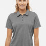 Adidas Womens Heathered Short Sleeve Polo Shirt - Black Melange - NEW