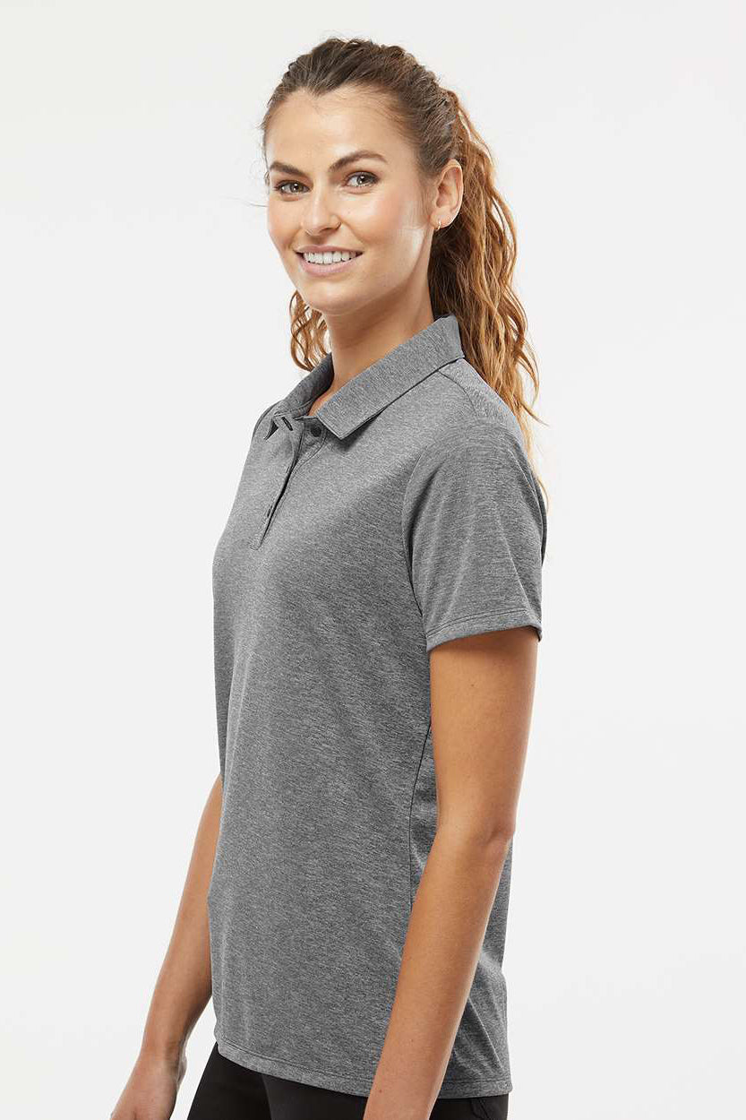 Adidas A583 Womens Heathered Short Sleeve Polo Shirt Black Melange Model Side