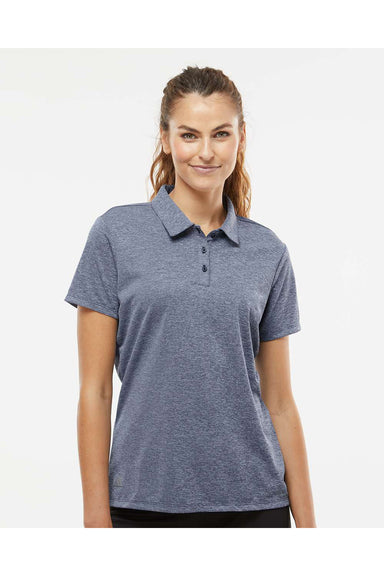 Adidas A583 Womens Heathered Short Sleeve Polo Shirt Collegiate Navy Blue Melange Model Front