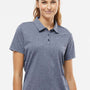 Adidas Womens Heathered Short Sleeve Polo Shirt - Collegiate Navy Blue Melange - NEW