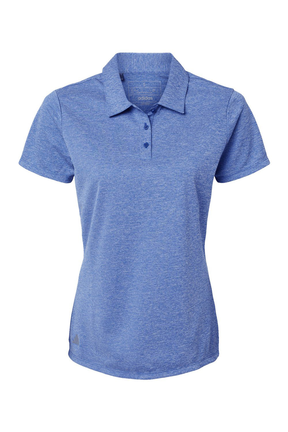Adidas A583 Womens Heathered Short Sleeve Polo Shirt Collegiate Royal Blue Melange Flat Front