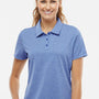Adidas Womens Heathered Short Sleeve Polo Shirt - Collegiate Royal Blue Melange - NEW
