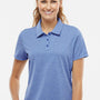 Adidas Womens Heathered Short Sleeve Polo Shirt - Collegiate Royal Blue Melange