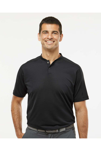 Adidas A584 Mens Sport Collar Short Sleeve Polo Shirt Black Model Front