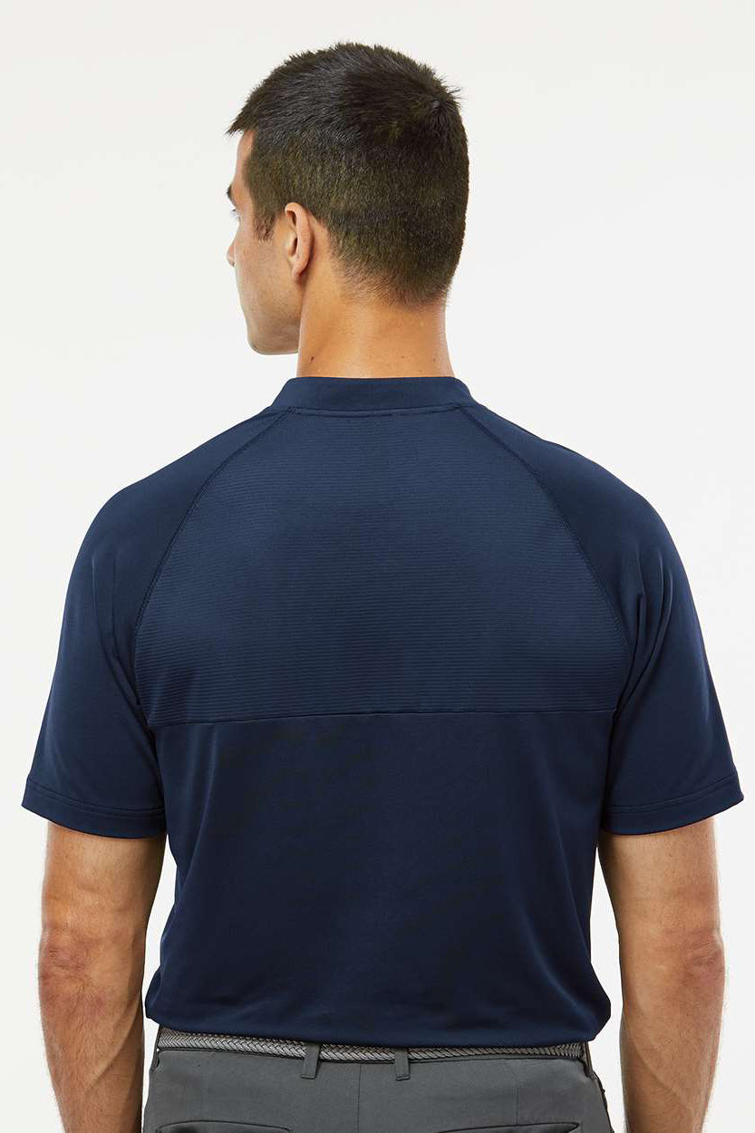 Adidas A584 Mens Sport Collar Short Sleeve Polo Shirt Collegiate Navy Blue Model Back