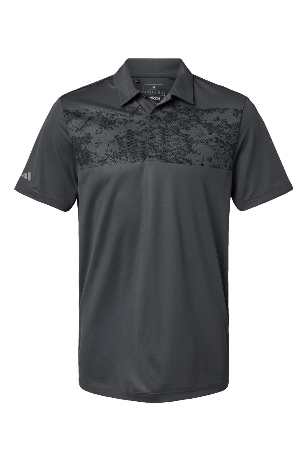 Adidas A585 Mens Camo Chest Print Short Sleeve Polo Shirt Dark Grey Flat Front