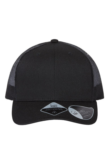 Atlantis Headwear BRYCE Mens Sustainable Snapback Trucker Hat Black/Black Flat Front