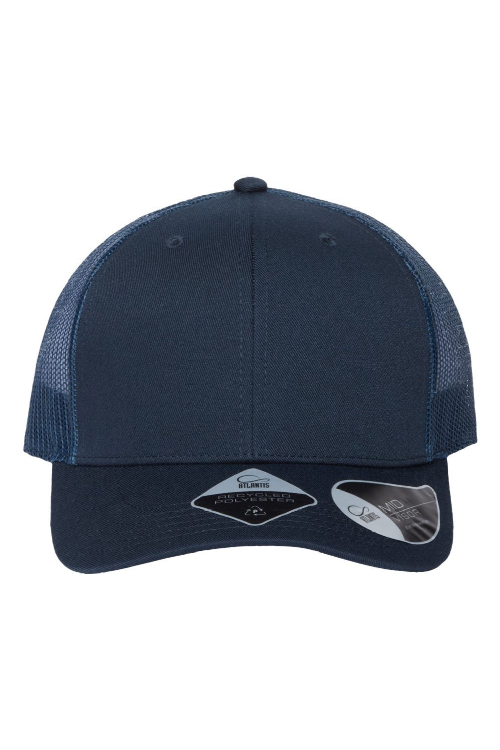 Atlantis Hats BRYCE Mens Sustainable Snapback Trucker Hat Navy Blue/Navy Blue Flat Front