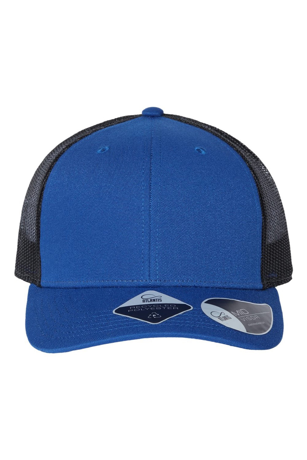 Atlantis Hats BRYCE Mens Sustainable Snapback Trucker Hat Royal Blue/Black Flat Front