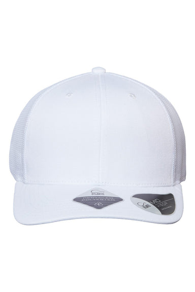Atlantis Headwear BRYCE Mens Sustainable Trucker Hat White/White Flat Front
