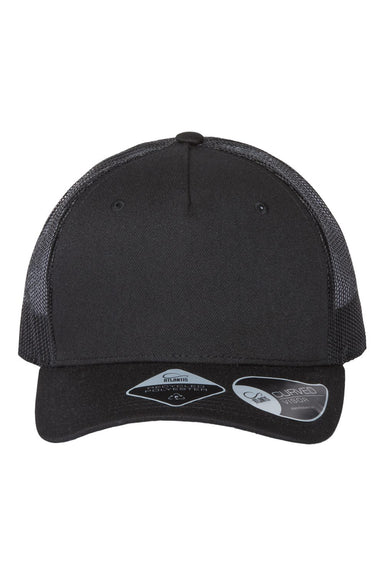 Atlantis Headwear ZION Mens Sustainable Snapback Trucker Hat Black/Black Flat Front