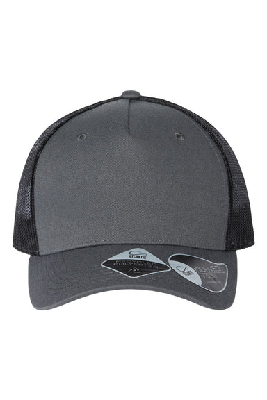 Atlantis Headwear ZION Mens Sustainable Trucker Hat Dark Grey/Black Flat Front