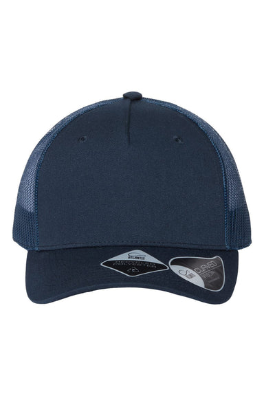 Atlantis Headwear ZION Mens Sustainable Trucker Hat Navy Blue/Navy Blue Flat Front