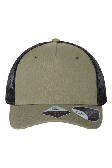 Atlantis Headwear ZION Mens Sustainable Trucker Hat Olive Green/Black Flat Front