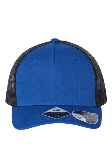 Atlantis Headwear ZION Mens Sustainable Trucker Hat Royal Blue/Black Flat Front