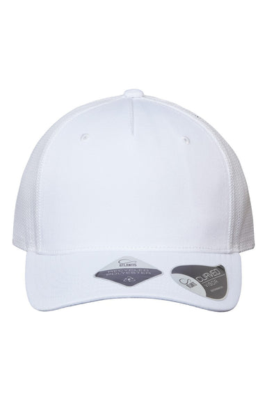 Atlantis Headwear ZION Mens Sustainable Trucker Hat White/White Flat Front