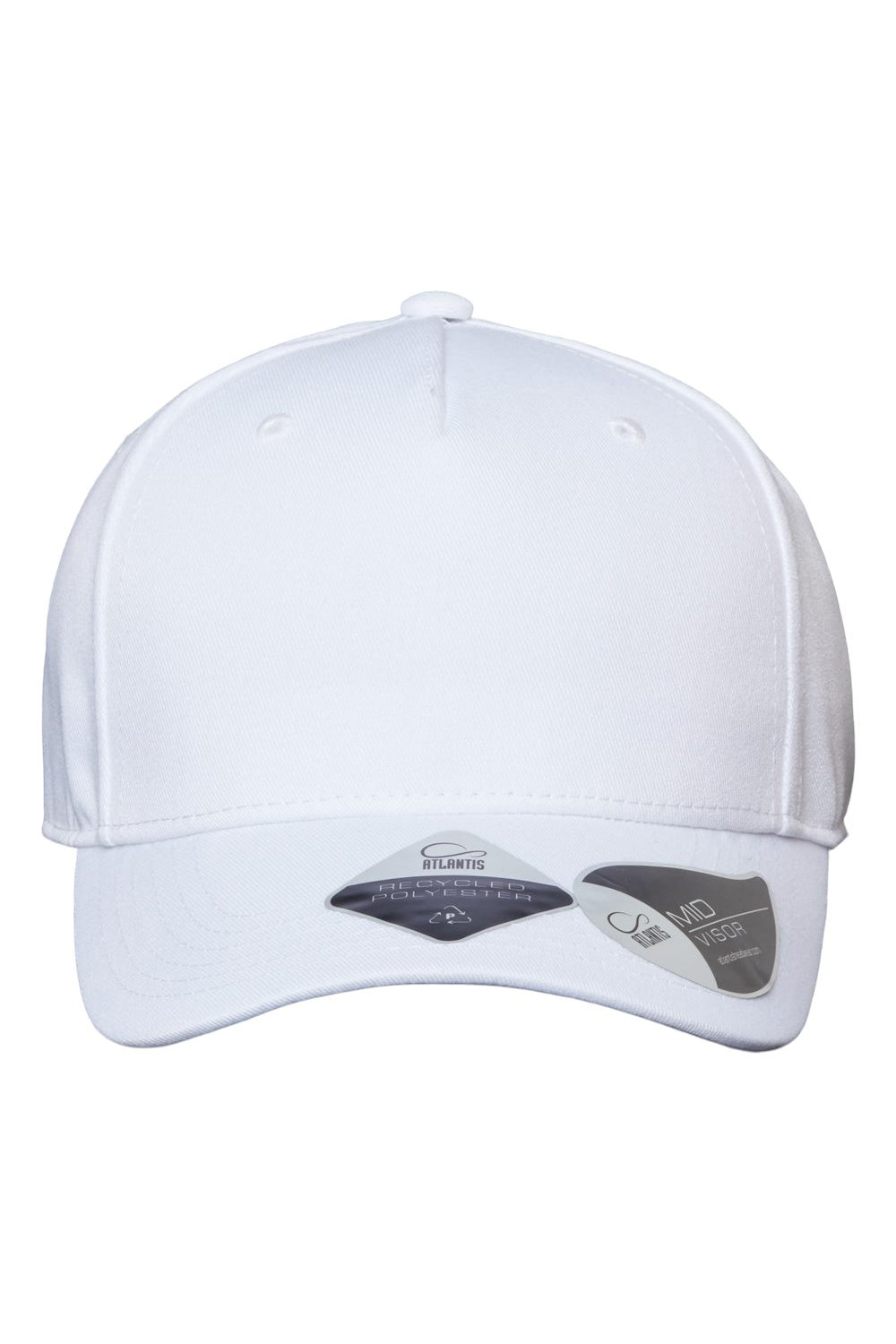 Atlantis Headwear FIJI Mens Sustainable Adjustable Hat White Flat Front