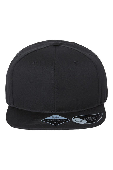 Atlantis Hats JAMES Mens Sustainable Flat Bill Snapback Hat Black Flat Front