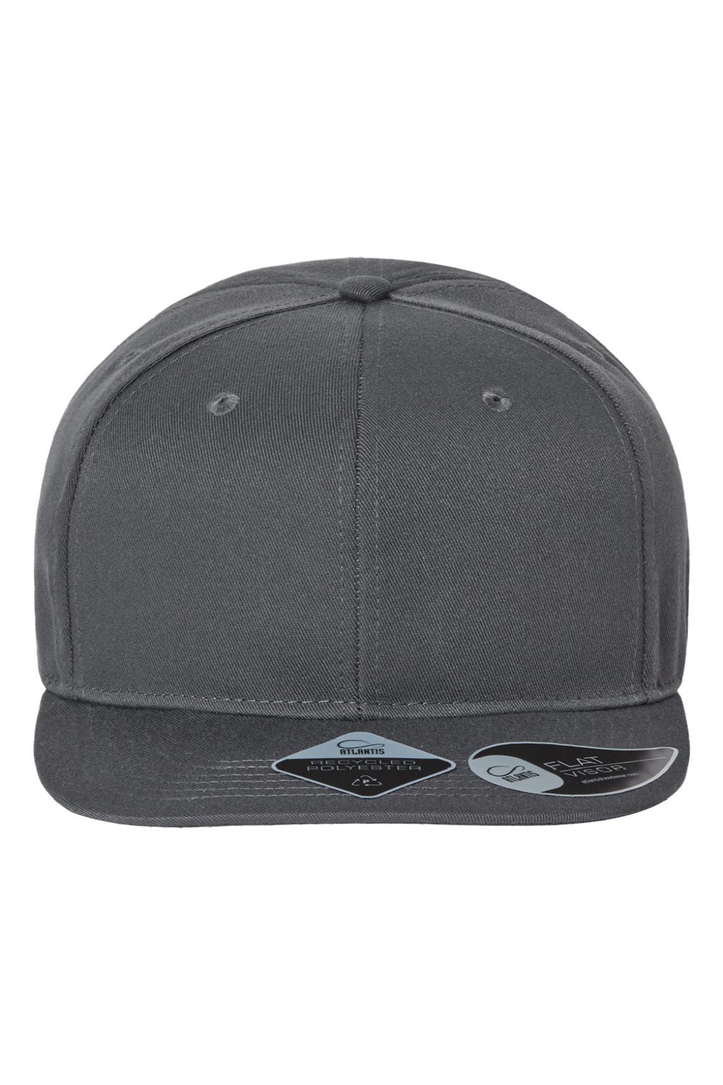Atlantis Hats JAMES Mens Sustainable Flat Bill Snapback Hat Dark Grey Flat Front