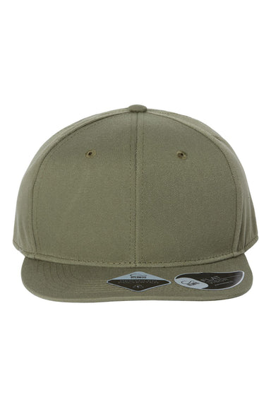 Atlantis Headwear JAMES Mens Sustainable Flat Bill Snapback Hat Olive Green Flat Front
