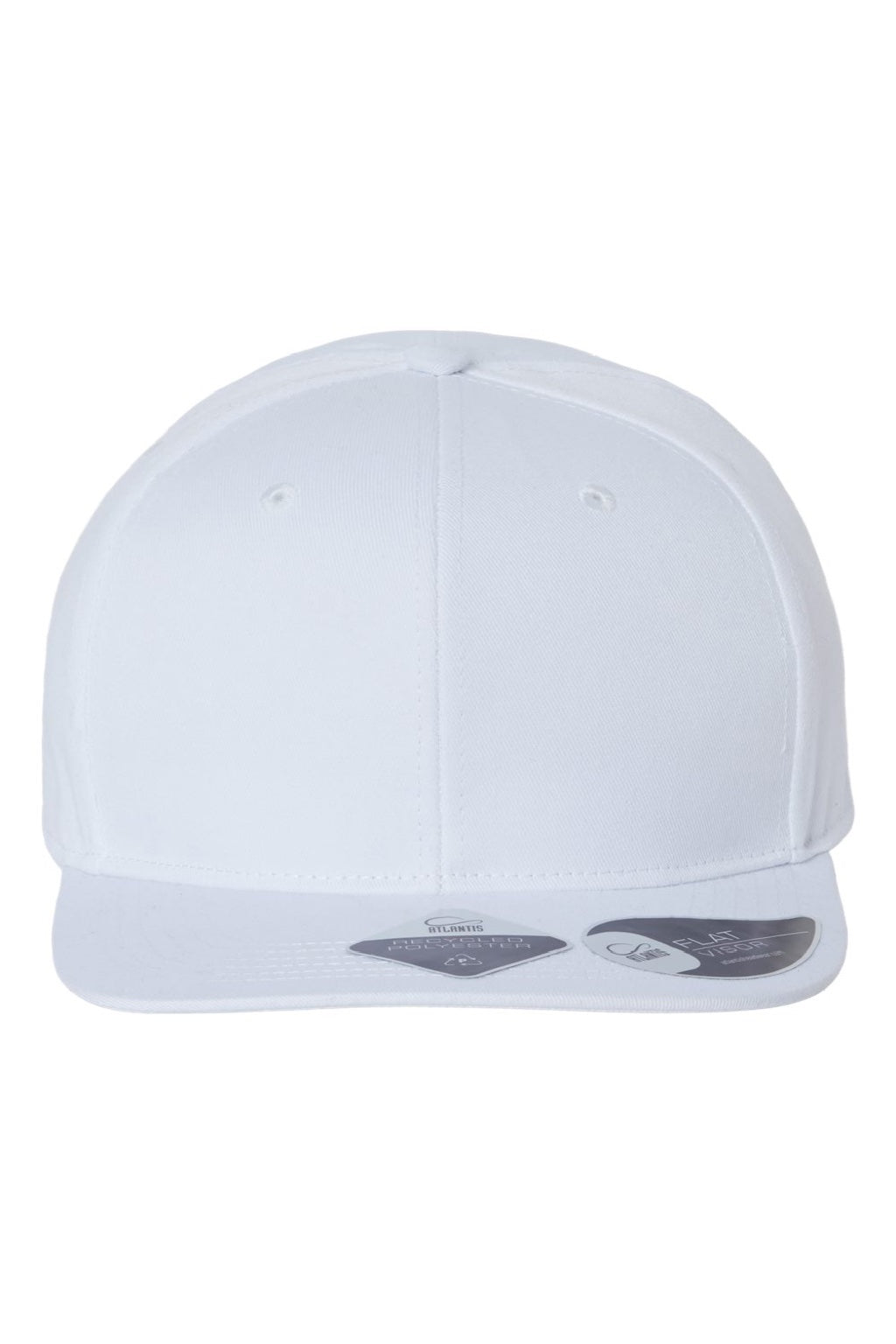 Atlantis Hats JAMES Mens Sustainable Flat Bill Snapback Hat White Flat Front