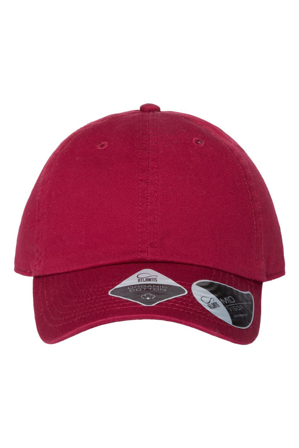 Atlantis Hats FRASER Mens Sustainable Adjustable Dad Hat Cardinal Red Flat Front