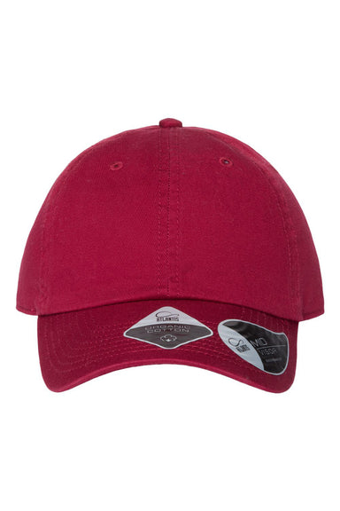 Atlantis Headwear FRASER Mens Sustainable Adjustable Dad Hat Cardinal Red Flat Front