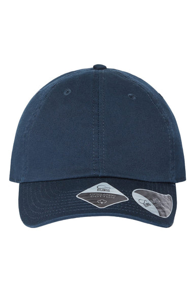 Atlantis Headwear FRASER Mens Sustainable Adjustable Dad Hat Navy Blue Flat Front