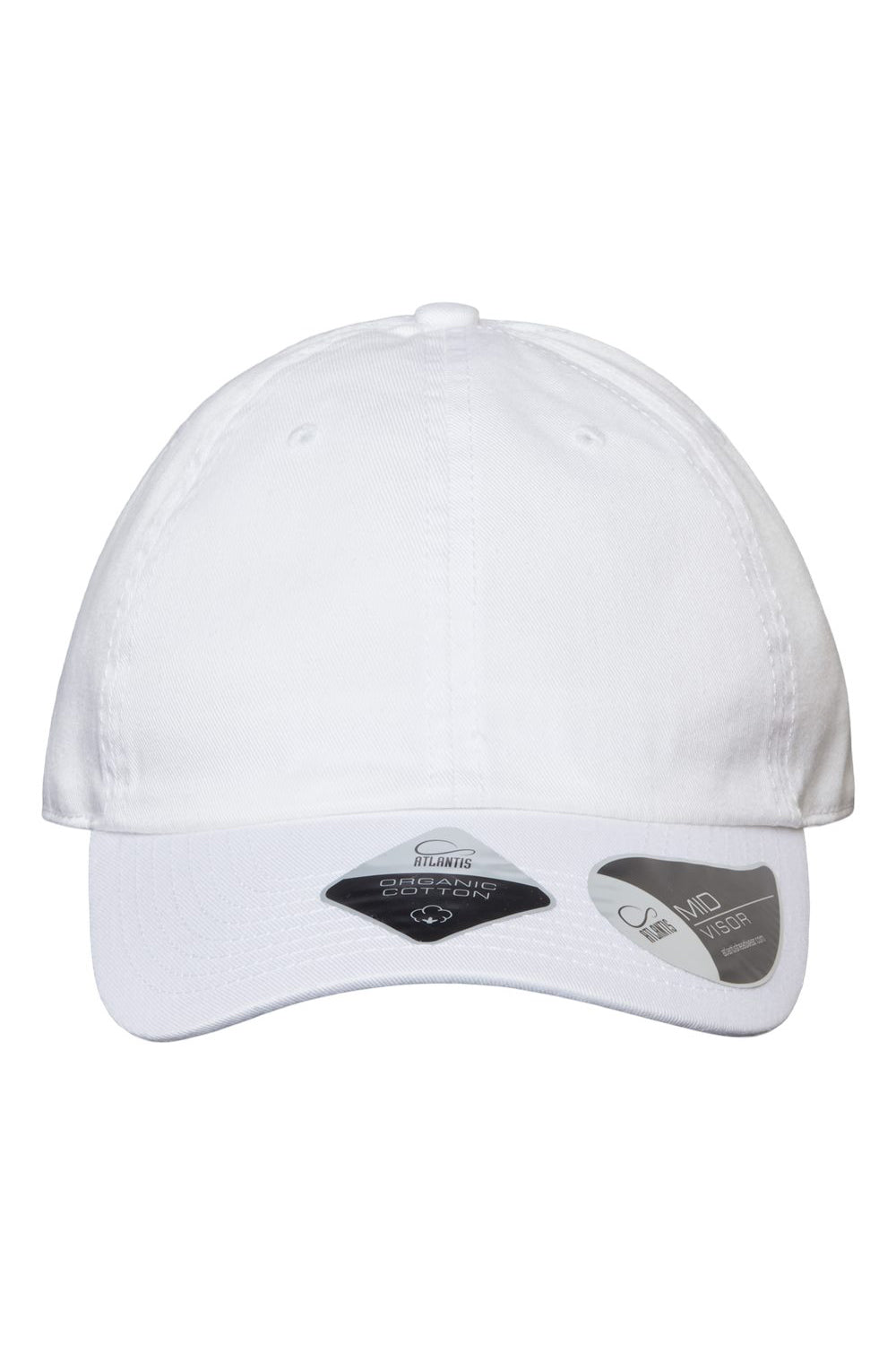 Atlantis Headwear FRASER Mens Sustainable Adjustable Dad Hat White Flat Front