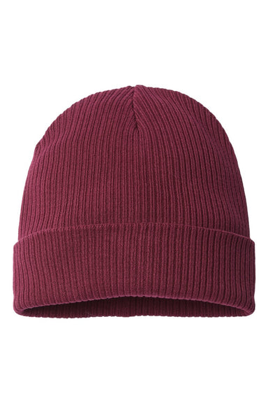 Atlantis Hats NELSON Unisex Sustainable Cuffed Beanie Burgundy Flat Front