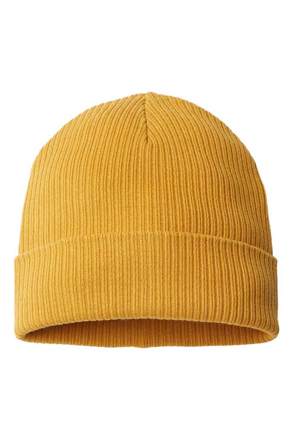 Atlantis Hats NELSON Unisex Sustainable Cuffed Beanie Mustard Yellow Flat Front