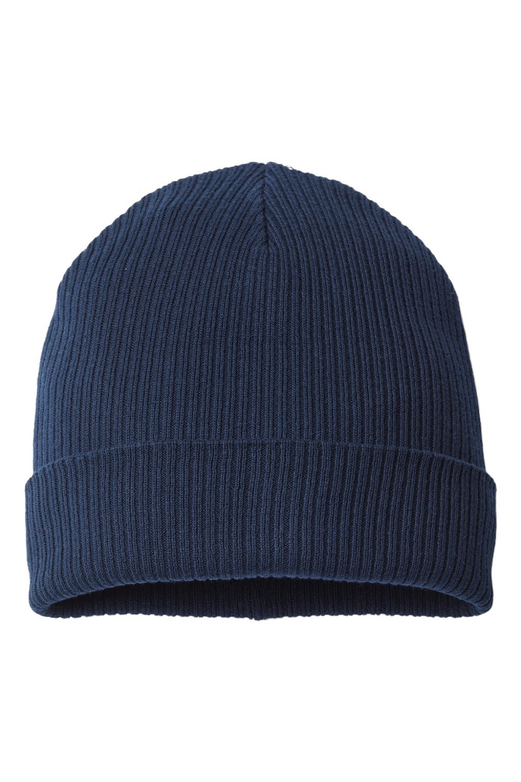 Atlantis Hats NELSON Unisex Sustainable Cuffed Beanie Navy Blue Flat Front